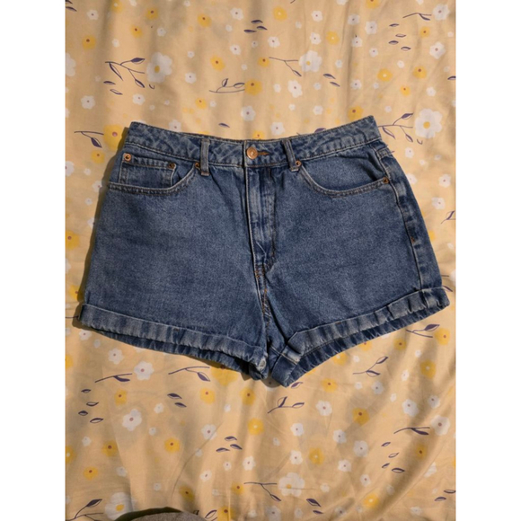 Women's Forever 21 Blue Orange Stitch Jean Shorts Standard Size 27 - Picture 1 of 3